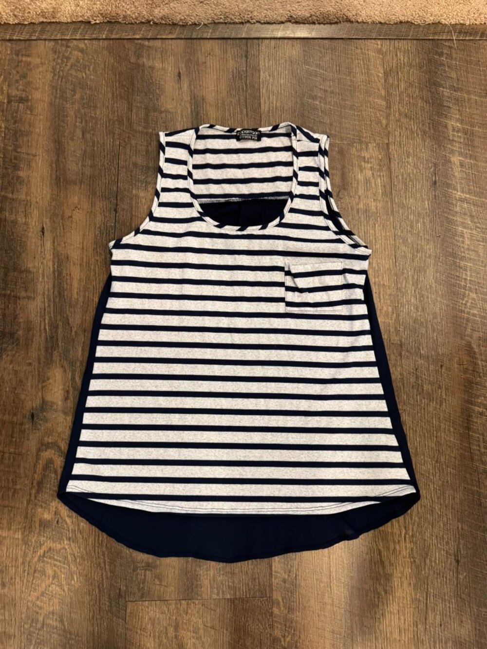 Papermoon with Stitch Fix Navy Blue  and Gray Striped Tank Top - Women's Medium